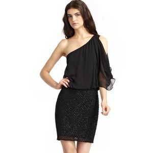 Aidan Mattox Black One Shoulder Dress